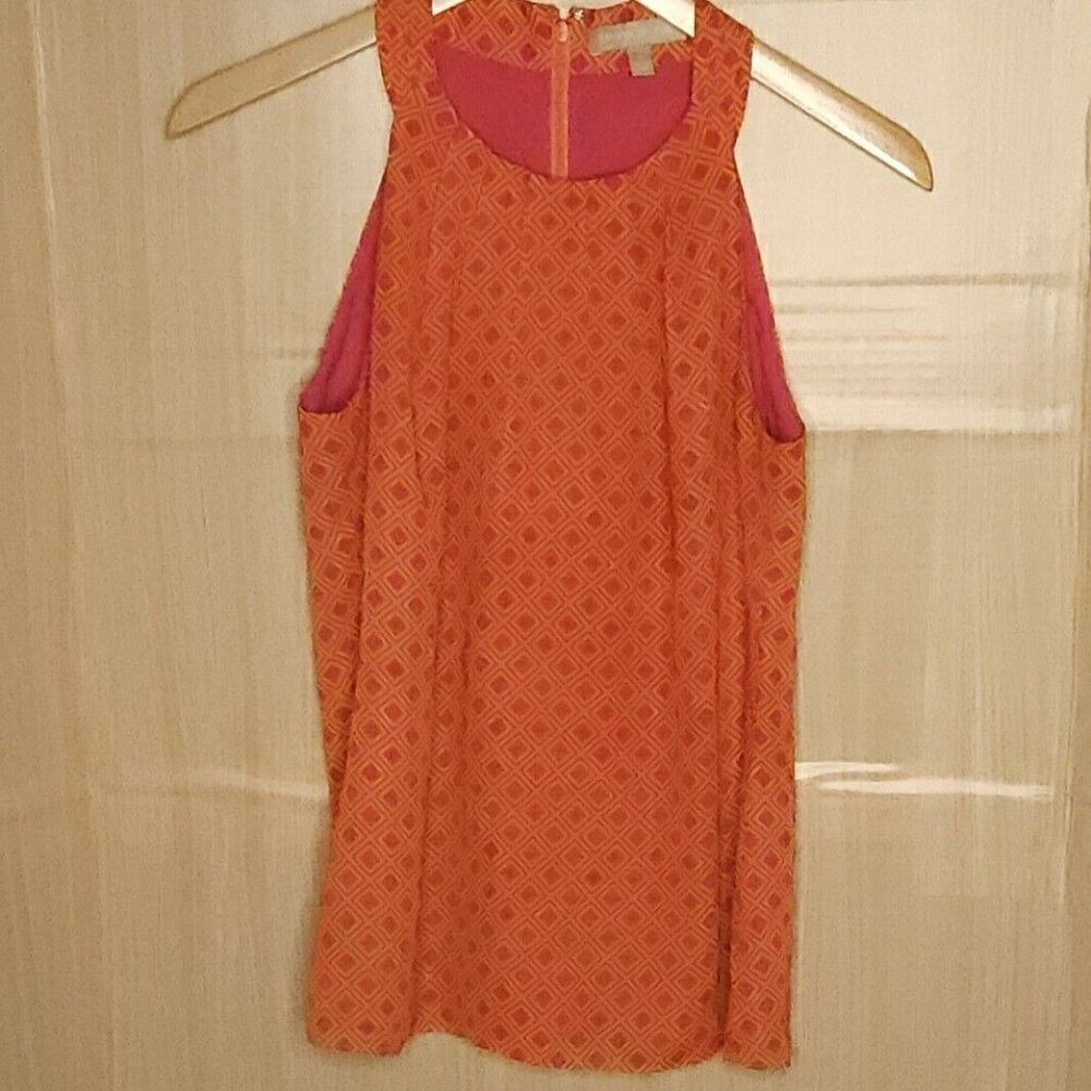 Banana Republic Orange Pink Geometric Halter Blouse 2